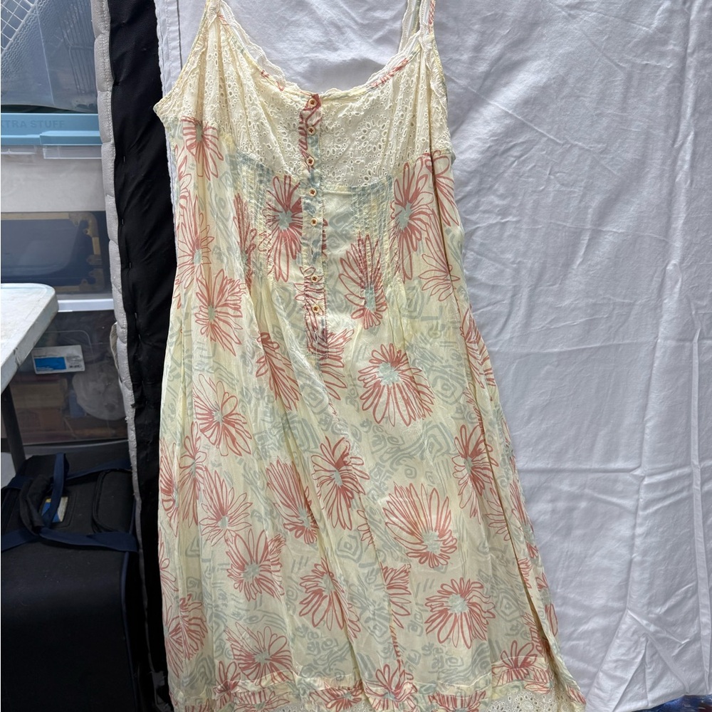 Johnny Was Cream and Pink Lace Dress